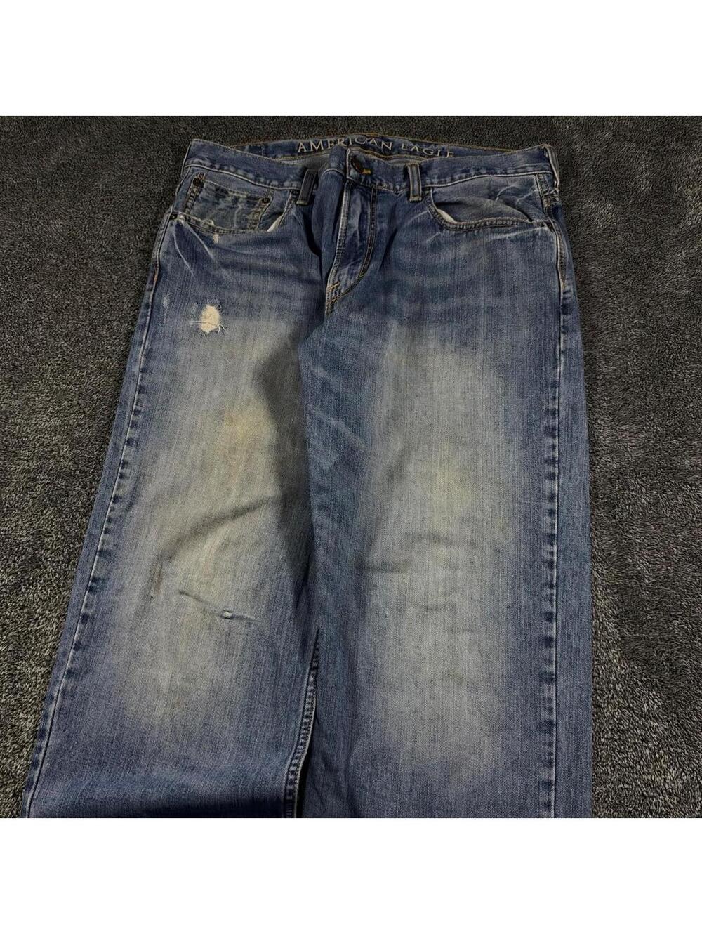 Y2K skater distressed American Eagle low loose baggy jeans - fits 35x30.5 - Picture 3 of 7